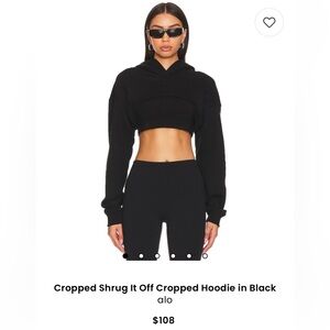 ALO Yoga Black Shrug It Off Cropped Hoodie